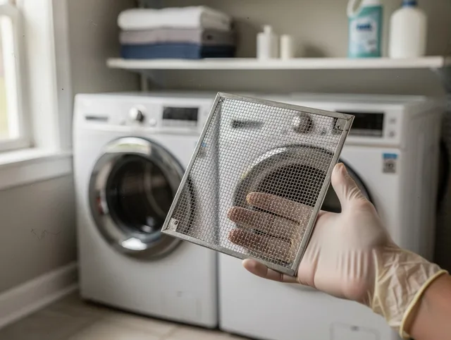Streetsboro Dryer Vent Cleaning specialist performing detailed lint trap cleaning service in Streetsboro